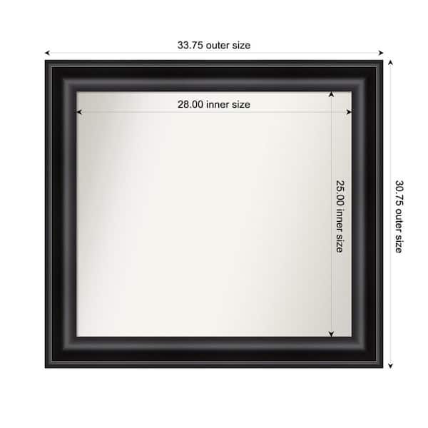 Amanti Art Grand Black 33.75 in. x 30.75 in. Custom Non-Beveled Recycled Polystyrene Framed Bathroom Vanity Wall Mirror