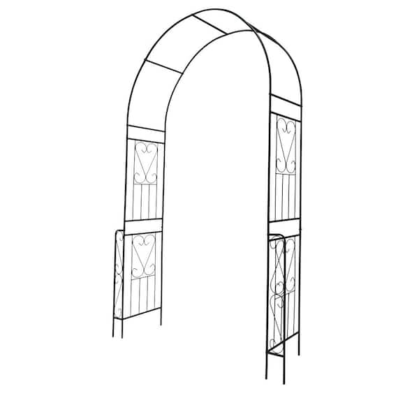 Unbranded 94.5 in. H x 55 in. W Metal Outdoor Garden Arbor Trellis Support Rose Arch for Climbing Plants in Black