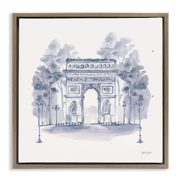 Stupell Industries Arc de Triomphe Sketch by Yvette St. Amant Brown Floater Frame Architecture Graphic Art Print 25 in. x 25 in.