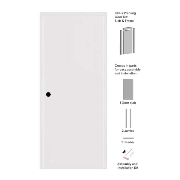Flush DIY-Friendly 24 in. x 80 in. Right Hand Primed Solid Composite Core Wood Single Prehung Interior Door