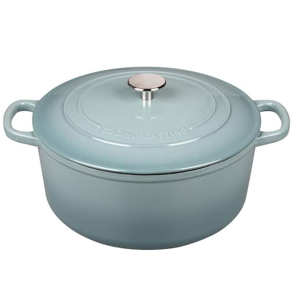 Cast Iron Dutch Oven Pot with Lid, 5.5 qt. Enameled, Seasalt, Dual Handle, Suitable for Bread Baking, Cooking