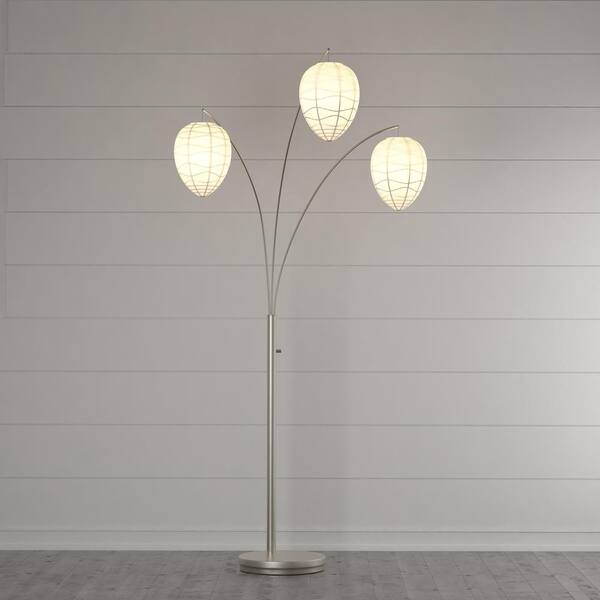 Adesso Belle 82 In Satin Steel Arc Lamp 4108 22 The Home Depot Adesso Belle 82 In Satin Steel Arc, Arc Lamp Paper Shade