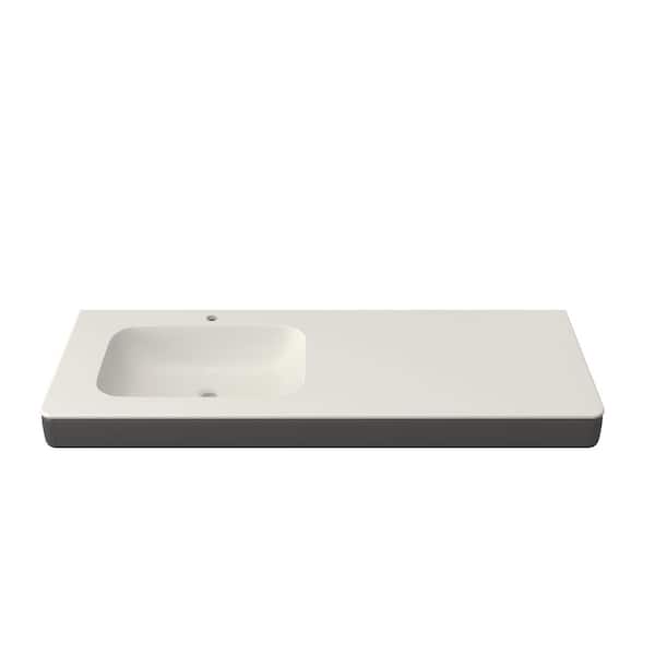 Barox 60 in. x 22 in. Acrylic Wall-Mounted Bathroom Sink with Bracket, Single Faucet Hole in White