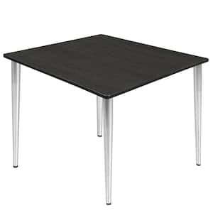 Trueno 48 in. Square Ash Grey and Chrome Wood Tapered Leg Table (Seats-4)