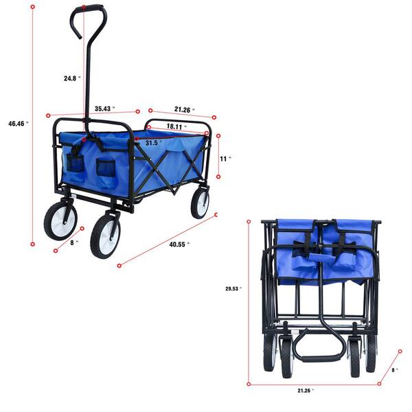Unbranded - 20 cu. ft. Steel Garden Cart Folding Wagon Shopping Beach, Blue