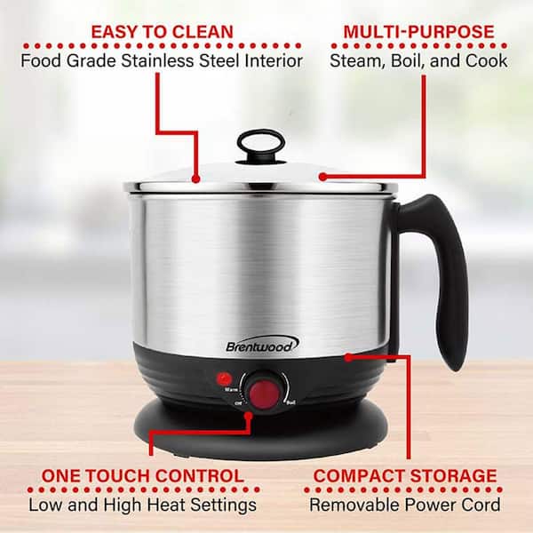 Brentwood 6.3-Cup Stainless Steel Electric Cordless Tea Kettle 1000w  (Brushed) 98583240M - The Home Depot