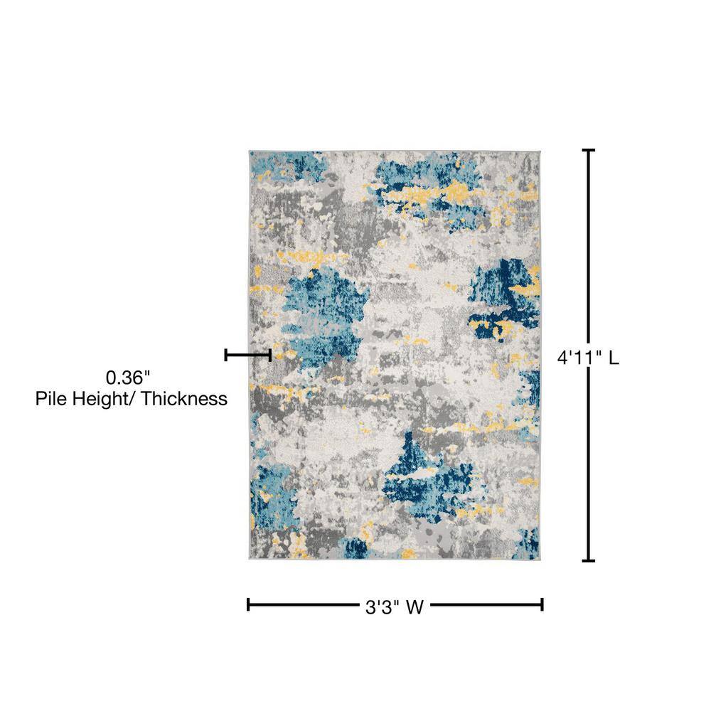Cream Rectangular Stain-Resistant Synthetic Area Rug