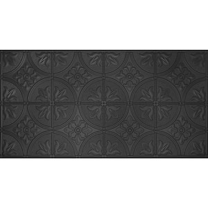 Dimensions Faux 2 ft. x 4 ft. Black Tin Style Ceiling and Wall Tiles