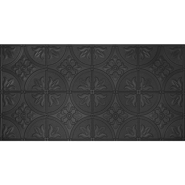 Global Specialty Products Dimensions Faux 2 ft. x 4 ft. Black Tin Style Ceiling and Wall Tiles