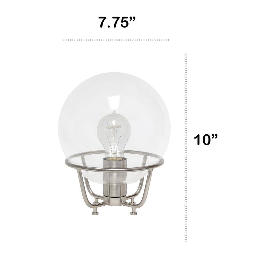 Modern Brushed Nickel Globe Shade Nightstand Lamp