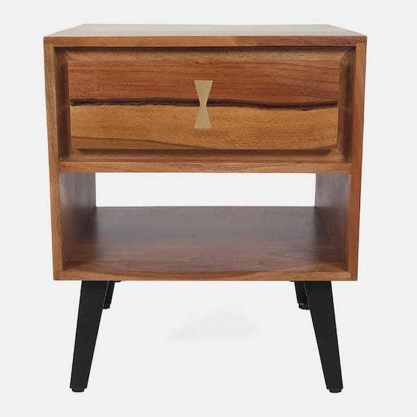 wetiny Brown 1-Drawer Nightstand