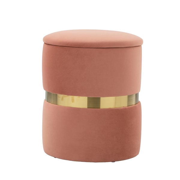 ARTFUL LIVING DESIGN Liboria 14.2 in. Wide Pink Velvet Storage Ottoman