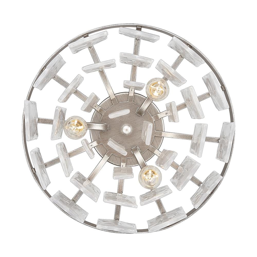 Golden Lighting Ciara 13 in. 3 Light Peruvian Silver Flush