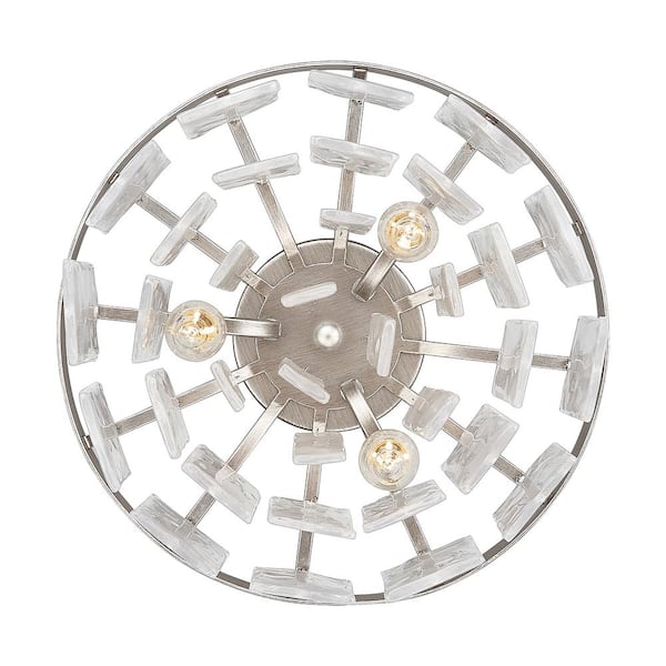 Ciara 13 in. 3 Light Peruvian Silver Flush Mount With Shade and No Bulbs Included 1-Pack