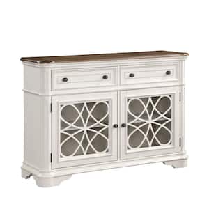 Florian Antique White and Oak Finish Wood 18 in. Buffet with Drawers