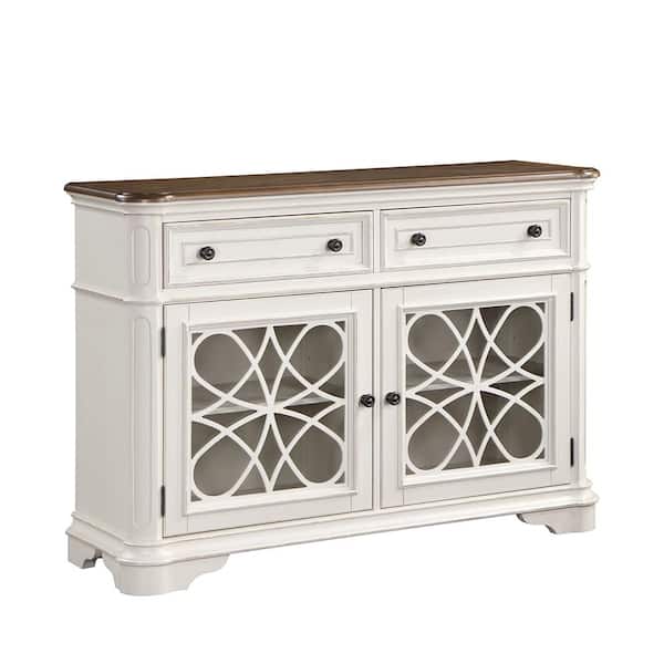 Acme Furniture Florian Antique White and Oak Finish Wood 18 in. Buffet with Drawers