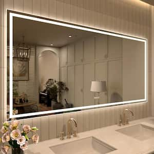 72 in. W x 36 in. H Frameless LED Single Bathroom Vanity Mirror in Polished Crystal