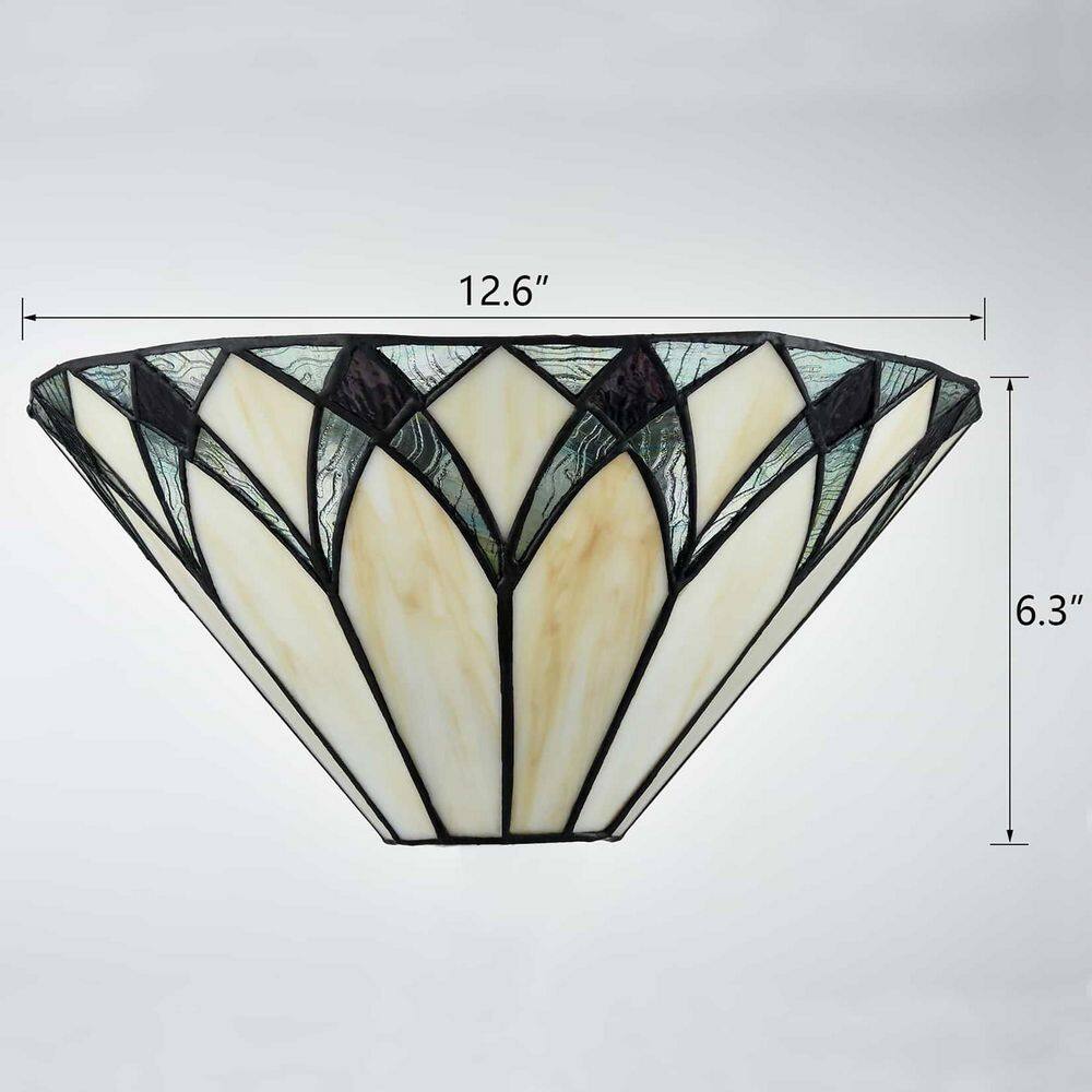 Tiffany Style Black and Multicolor Stained Glass Wall Sconce