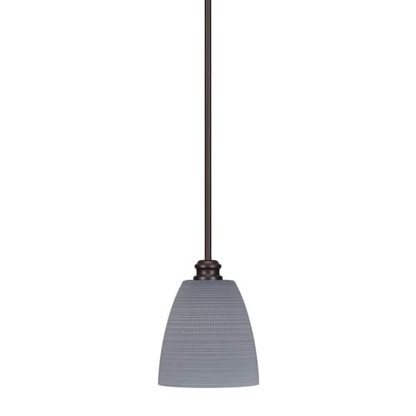 Unbranded Albany 60-Watt 1-Light Espresso Shaded Pendant Light with Gray Matrix Glass Shade, No Bulbs Included