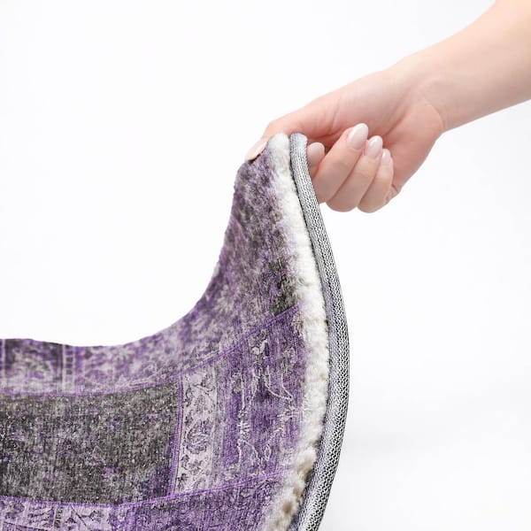 Dream Shag Premium Machine Washable Abstract ADS669 Eggplant 8 ft. x 10 ft. Area Rug