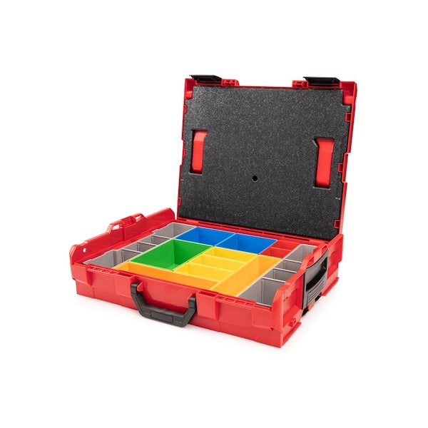 Shallow Stacking Tool Box (L-BOXX 1) with 12-Piece Organizer Bin Set and Lid Insert