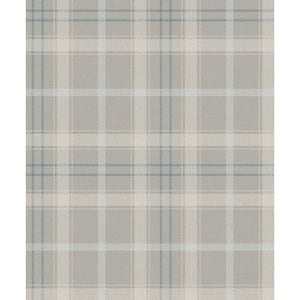 Argos Grey Blue Tailor Plaid Vinyl Peel and Stick Wallpaper Roll (Covers 31.35 sq. ft.)