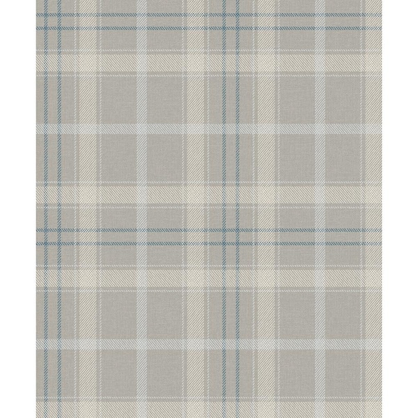NextWall Argos Grey Blue Tailor Plaid Vinyl Peel and Stick Wallpaper Roll (Covers 31.35 sq. ft.)