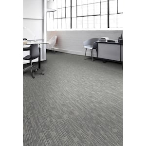 Merrick Brook - Lava - Gray Commercial 24 x 24 in. Glue-Down Carpet Tile Square (96 sq. ft.)
