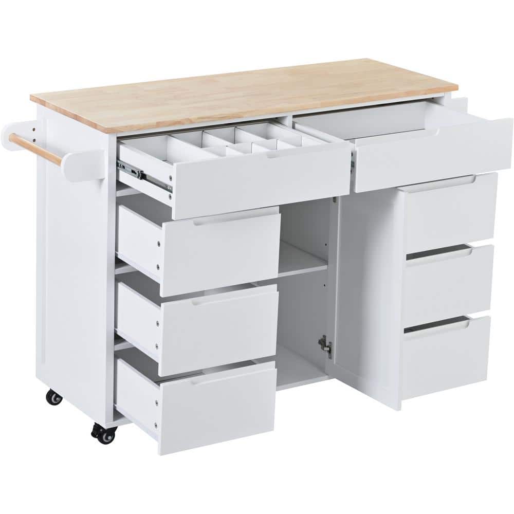 53.15 in. W x 18.5 in. D x 37 in. H Bathroom White Linen Cabinet