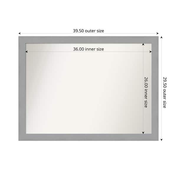 Amanti Art Brushed Nickel 39.5 in. x 29.5 in. Custom Non-Beveled Recycled Polystyrene Framed Bathroom Vanity Wall Mirror