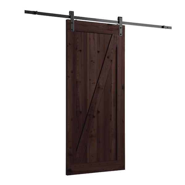 36 in. x 84 in. Canadian Hemlock Distressed Smoke Sliding Barn Door with Hardware Kit 36 in. x 84 in. Canadian Hemlock Distressed Smoke Sliding Barn Door with Hardware Kit