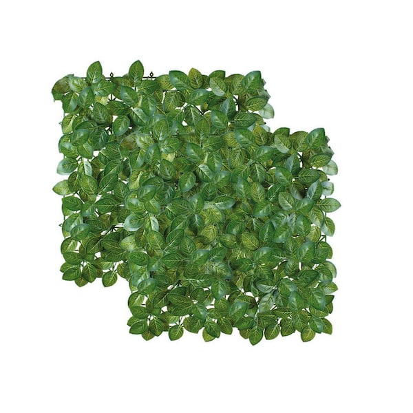 2 in. Green Artificial Chestnut 20 in. x 20 in. Privacy Foliage Panel (2-Peices)