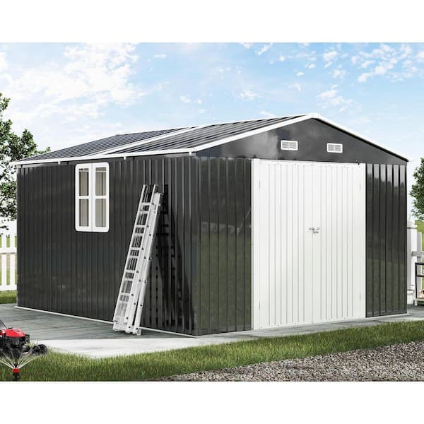 10 ft. W x 12 ft. D Metal Storage Shed with Dual Panels and Windows 120 sq. ft.