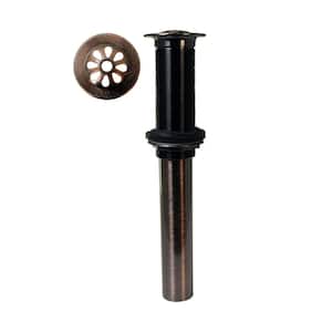 Bathroom Sink Drain Assembly with Rapid Draining Crowned Grid without Overflow Holes - Exposed, Antique Copper