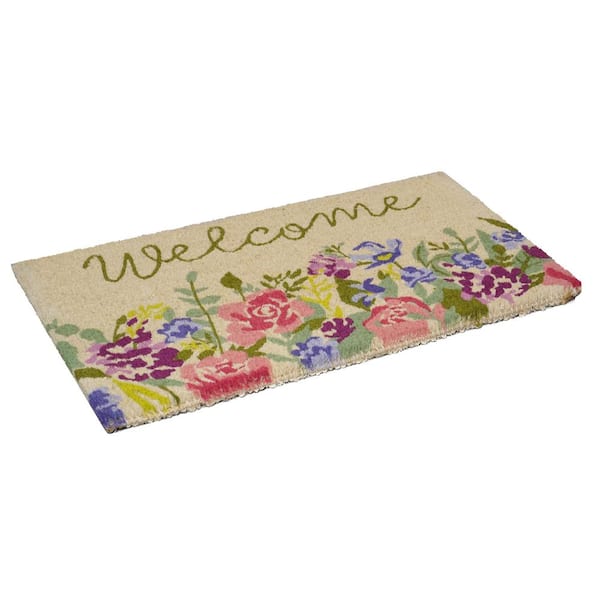 Welcome Floral Multi-Colored 24 in. x 36 in. Indoor or Outdoor Doormat