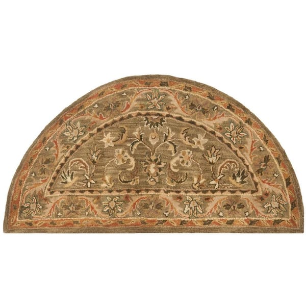 SAFAVIEH Antiquity Olive/Gold Doormat 2 ft. x 4 ft. Border Half Moon Area Rug