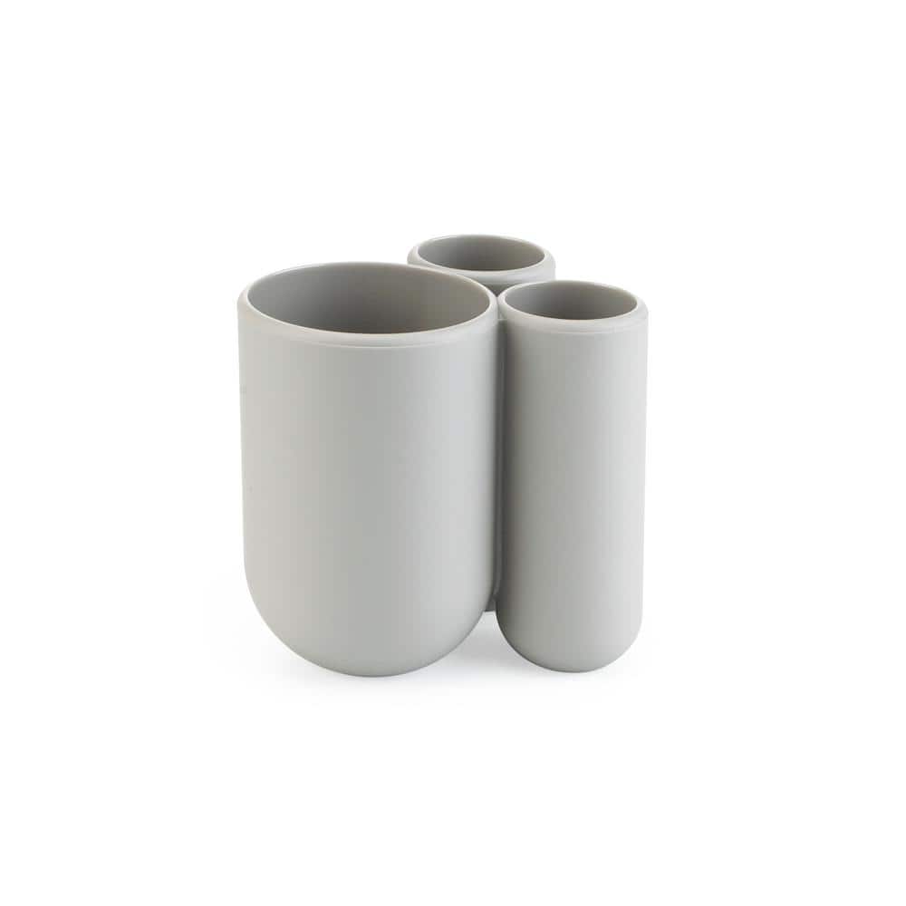Umbra Grey Soft-Touch 3-Compartment Toothbrush Holder
