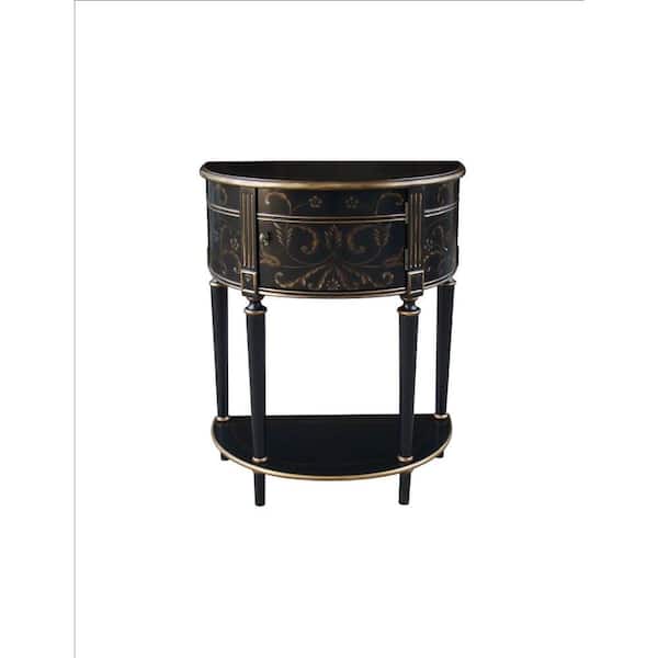 Pulaski Furniture Demilune Black Channing Storage Console Table