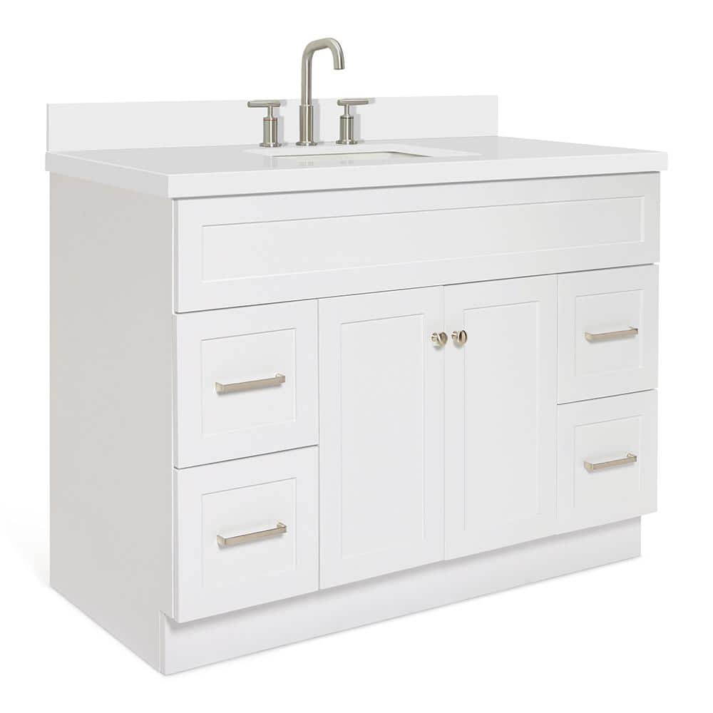 White 49" Freestanding Single Basin Vanity with Quartz Top