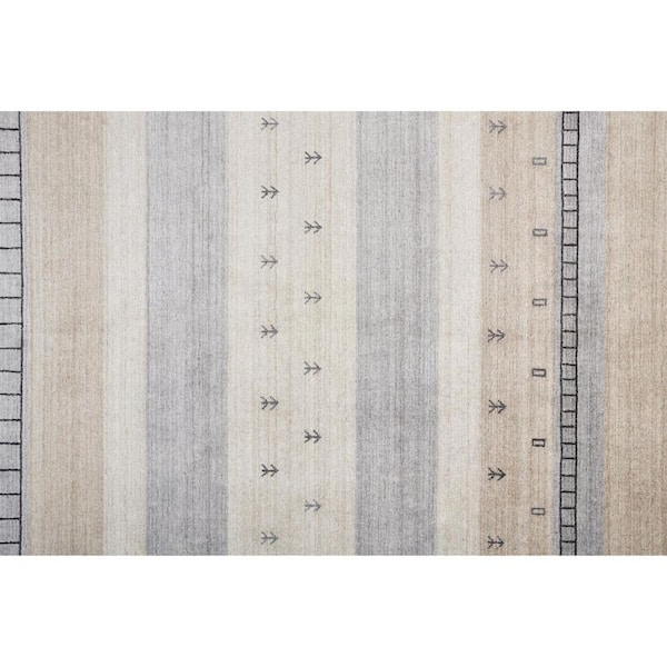 Gray, Ivory  2 ft. x 3 ft.  Striped Area Runner