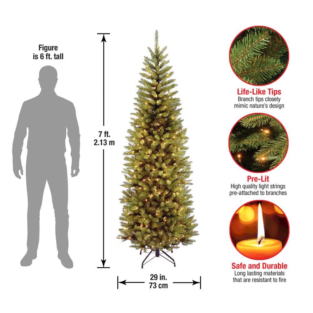 7-Foot Slim Kingswood Fir Artificial Christmas Tree with Clear Lights