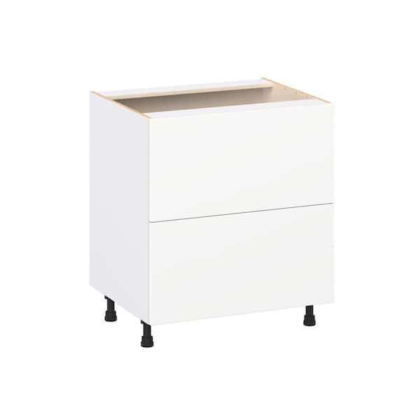 Timberline 30 in. W x 24 in. D x 34.5 in. H Assembled Slab Drawer Base Kitchen Cabinet in Bright White with 2-Drawers