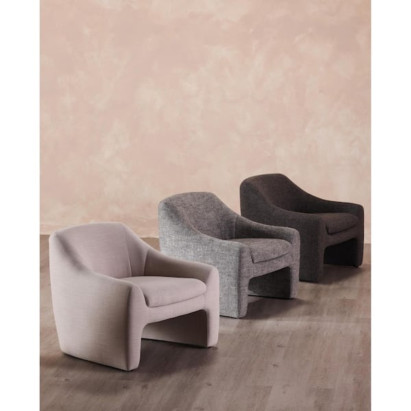 Saylor Dune Textured Woven Fabric Upholstered Arm Chair with Solid Wood Frame