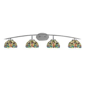 Siena 40 in. 4-Light Graphite Vanity-Light Graphite with 7 in. Kaleidoscope Art Glass Shades No Bulbs Included