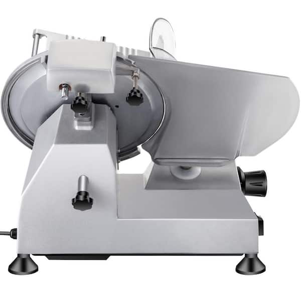 Commercial Meat Slicer 240W 10 in. Carbon Steel Blade 350-400RPM Meat Slicer, 0 - 0.47 in. Thickness Adjustable Silver