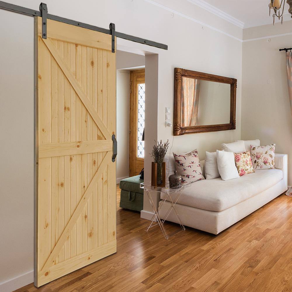 Light Brown Knotty Pine 84" x 24" Barn Door Slab
