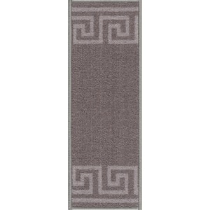 Greek Key Gray 8.5 in. x 26 in. Nylon Stair Tread Cover