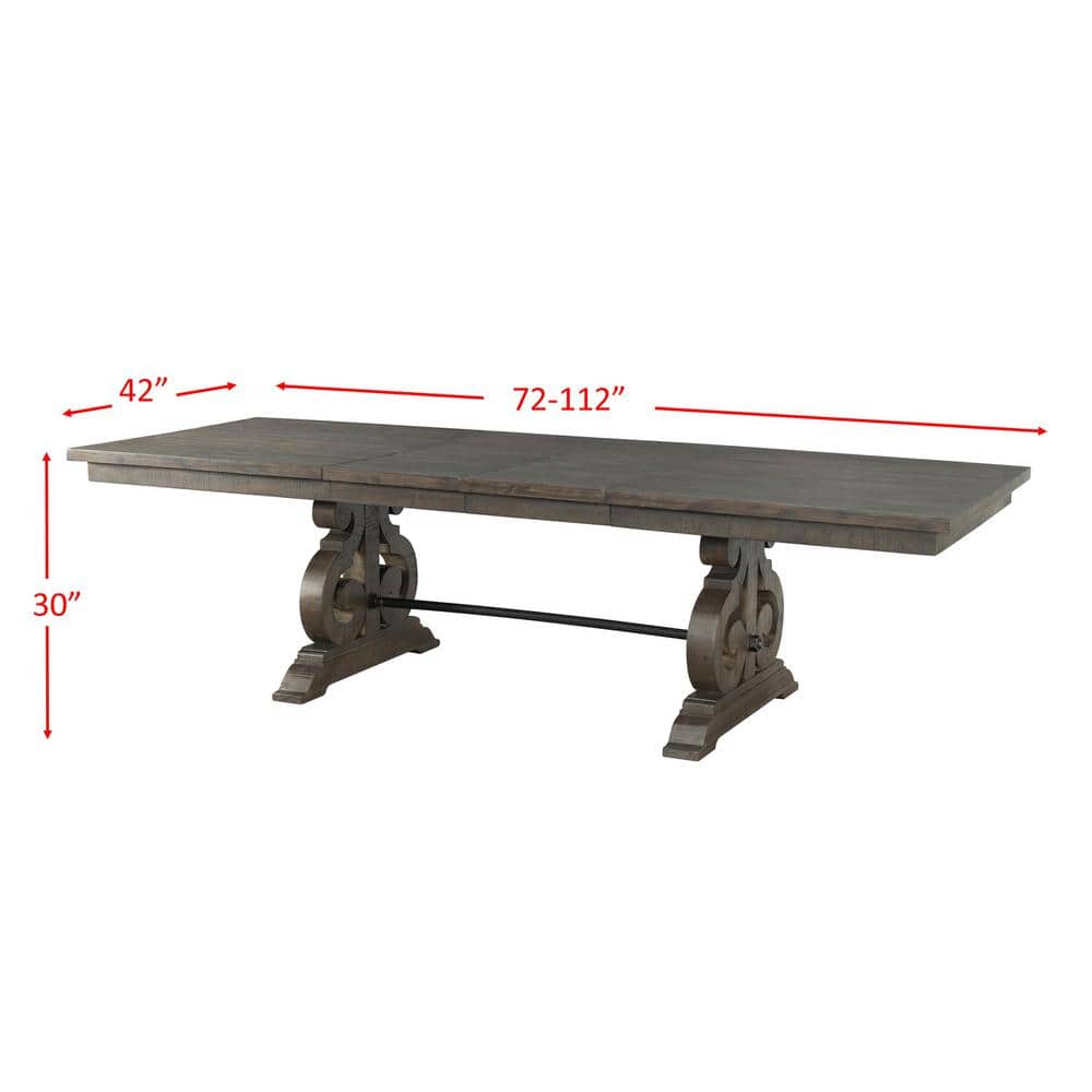 Stanford Transitional Dark Ash Wood Extendable Dining Table