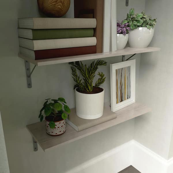 Everbilt 48 in. W x 12 in. D Driftwood Laminate Solid Wall Shelf