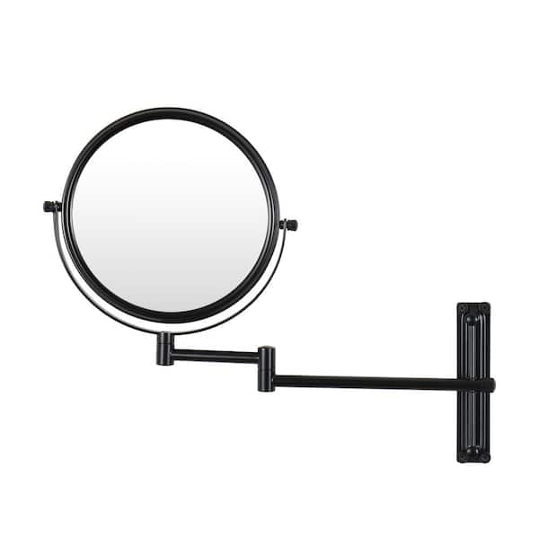 Unbranded 8 in. X 8 in. Small Round Magnifying Wall Mounted Bathroom Makeup Mirror in Adjustable 1x/10x Magnification